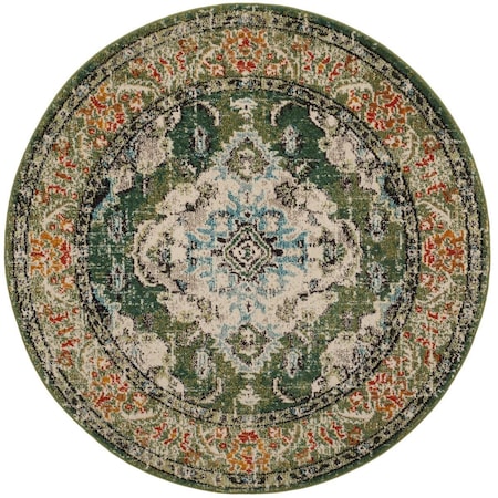 Safavieh Monaco Round Area Rug, Forest Green and Light Blue - 5 x 5 ft. MNC243F-5R